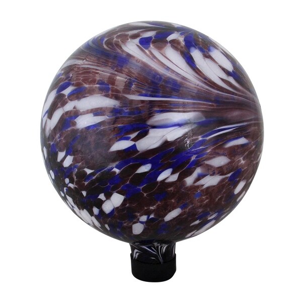10" Purple, White and Blue Swirl Designed Outdoor Patio Garden Gazing Ball - N/A