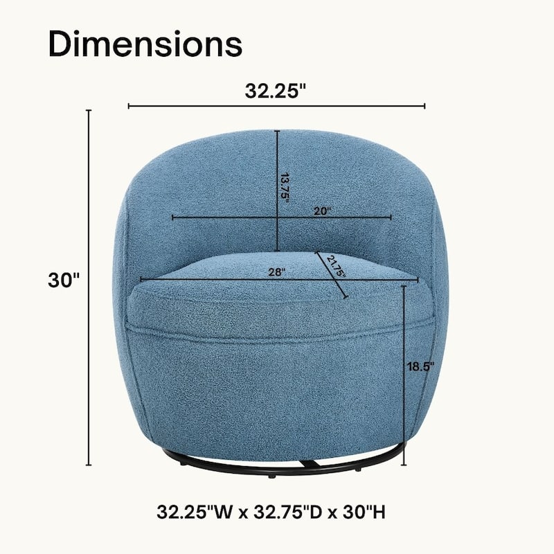 Swivel Single Lounge Sofa Plush Barrel Chair with Thick Foam Padding, Round Armchair Accent Chair Club Chair
