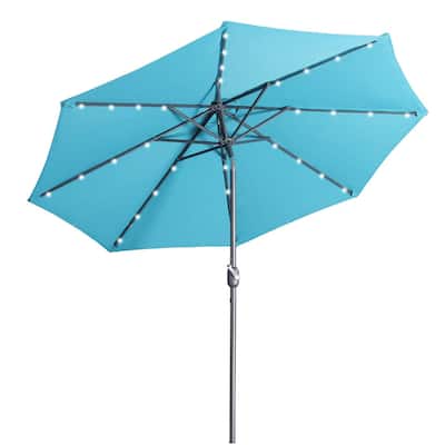 9Ft Patio Market Umbrella with 32 LED Round Solar