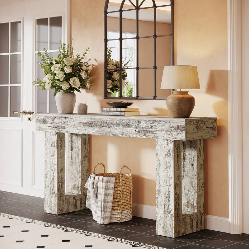 63-inch Wood Narrow Console Sofa Hallway Accent Table for Entryway