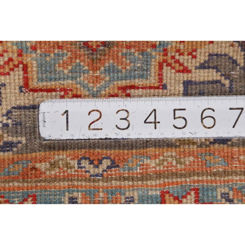 Gray Geometric Kazak Oriental Accent Foyer Rug Handmade Wool Carpet - 2'0"x 3'0"