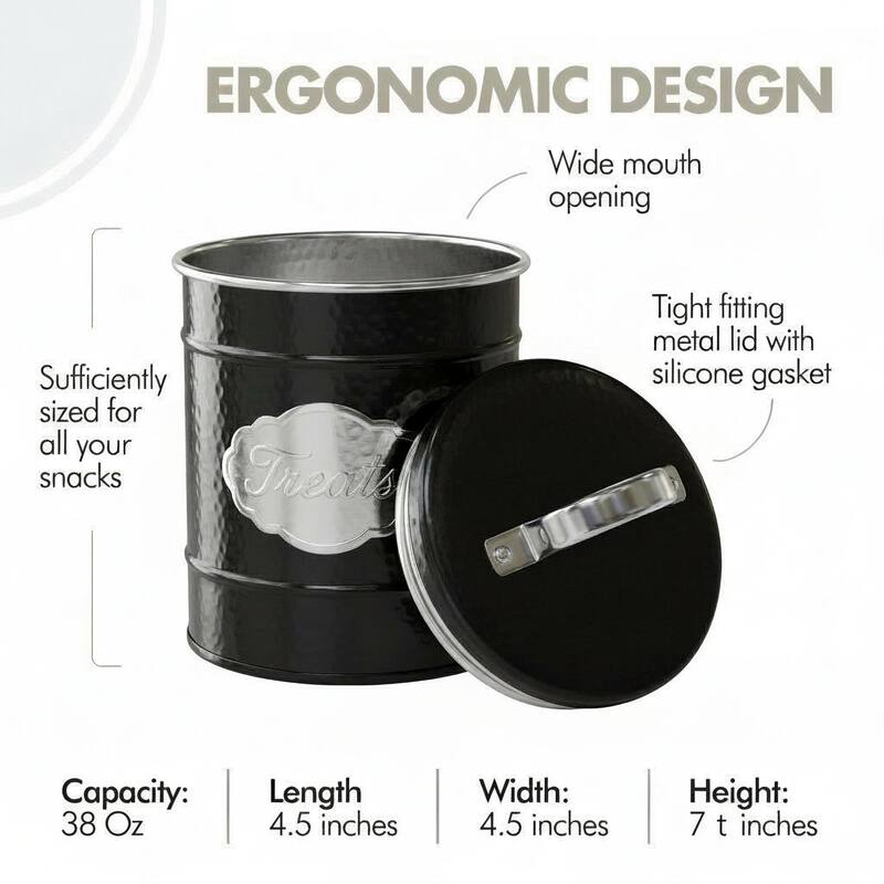 Amici Pet Cavalier Small Metal Canister Treats Jar - 40 Ounces