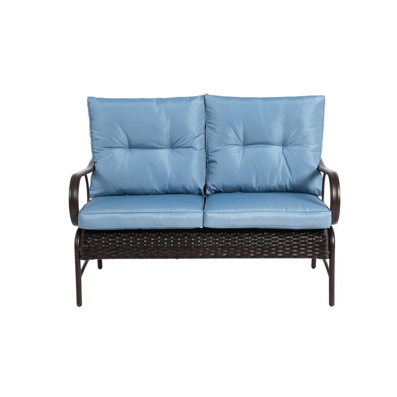 Classic Patio Sofa Wicker Conversation Set Rattan Sofa Chair wTable