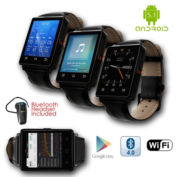 Indigi® 2017 GSM Unlocked 3G SmartWatch & Phone + Android 5.1 + Bluetooth 4.0 + WiFi + GPS + Heart Rate + Bluetooth headset