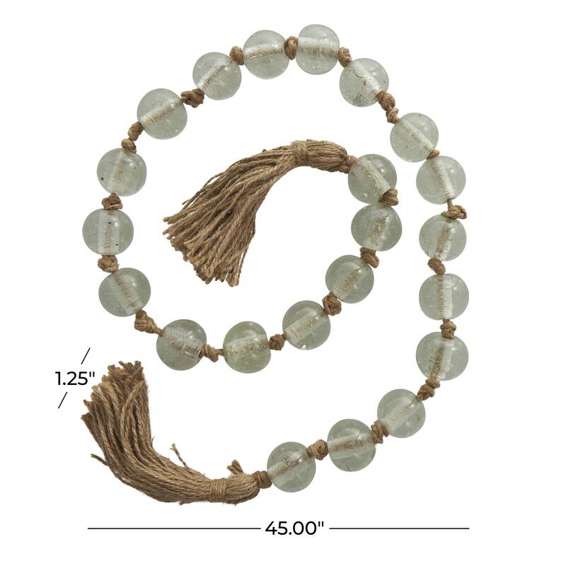 Glass Handmade Round Beaded Garland with Tassel with Knotted Brown Jute - Roche River Decor