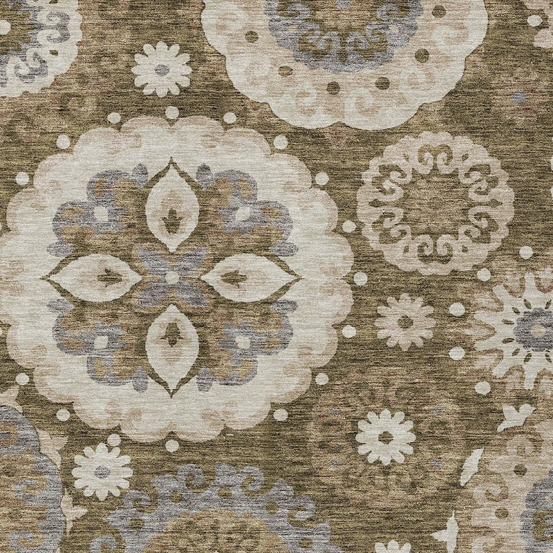 HomeRoots Floral Medallion Transitional Rectangle Outdoor Rug