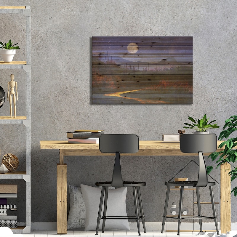 Sunset Over Saguaros Print On Wood by Christopher Vest - Multi-Color