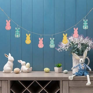 Glitzhome 72"L Easter Metal Bunny Hanging Garland Wall Decor - Bed Bath & Beyond - 32808037