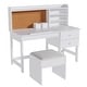 preview thumbnail 15 of 18, Adjustable Tilt Kids Desk and Chair Set - Wooden Study Table with Drawer, Cork Board & Hutch - Student Writing Desk White