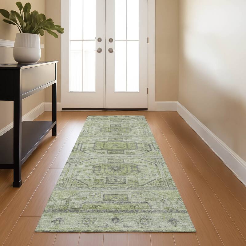 Premium Washable Super Soft Traditional Medallions Mayfield Rug - Aloe - 2'3" x 7'6"