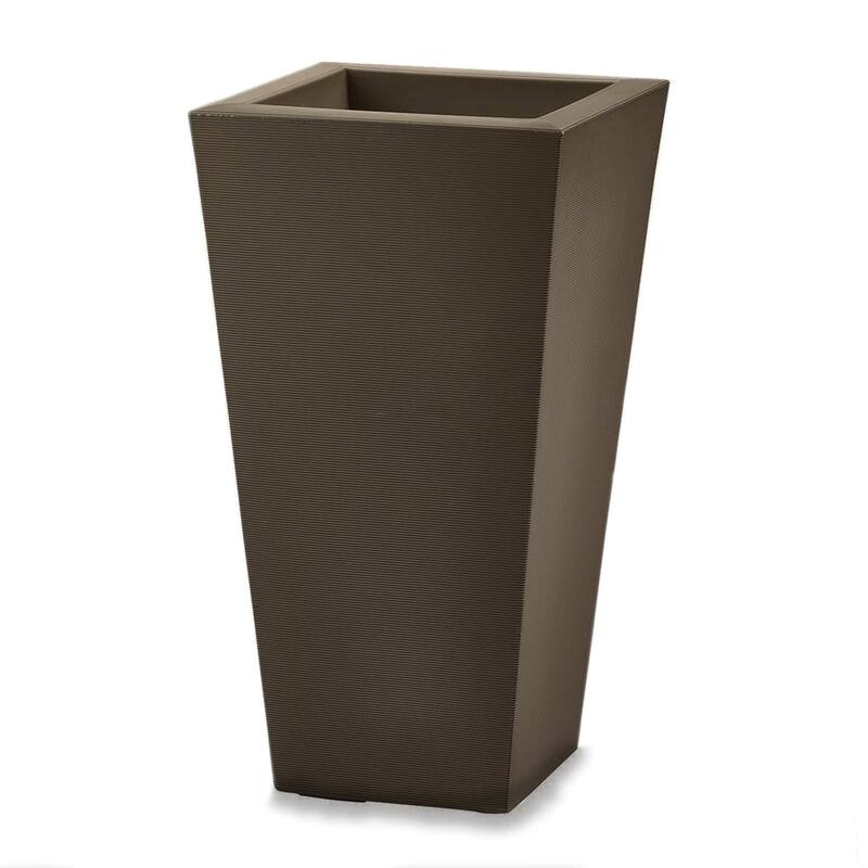 Bowery Indoor Outdoor Square Tall Plant Pot with Sand Cavity - 17"W x 35"H - Mocha