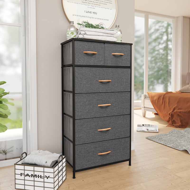 Pellebant 6 Drawers Vertical Dresser Storage Tower - Grey - 6-drawer