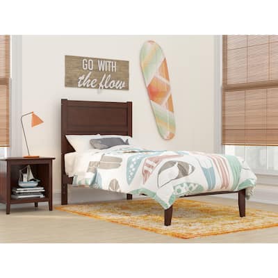 Twin Bed Platform Wood Frame - Modern Luxury Bed Walnut Finish