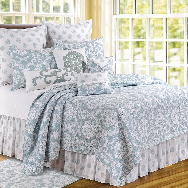 Colonial Williamsburg Providence Chambray Cotton Quilt - Blue - Queen