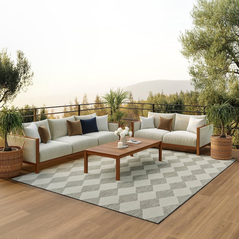 Nourison Positano Indoor/Outdoor Geometric Area Rug - 8'x10' - Grey
