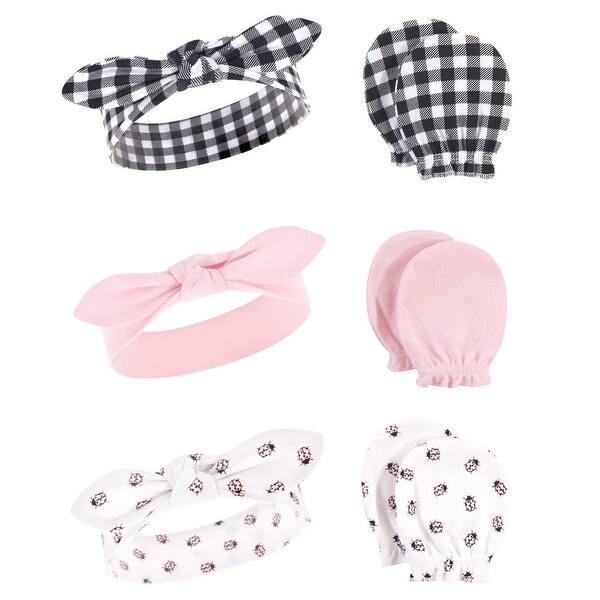 slide 1 of 1, Hudson Baby Infant Girl Cotton Headband and Scratch Mitten 6pc Set, Lady Bug, 0-6 Months - Lady Bug Lady Bug - 0-6 Months
