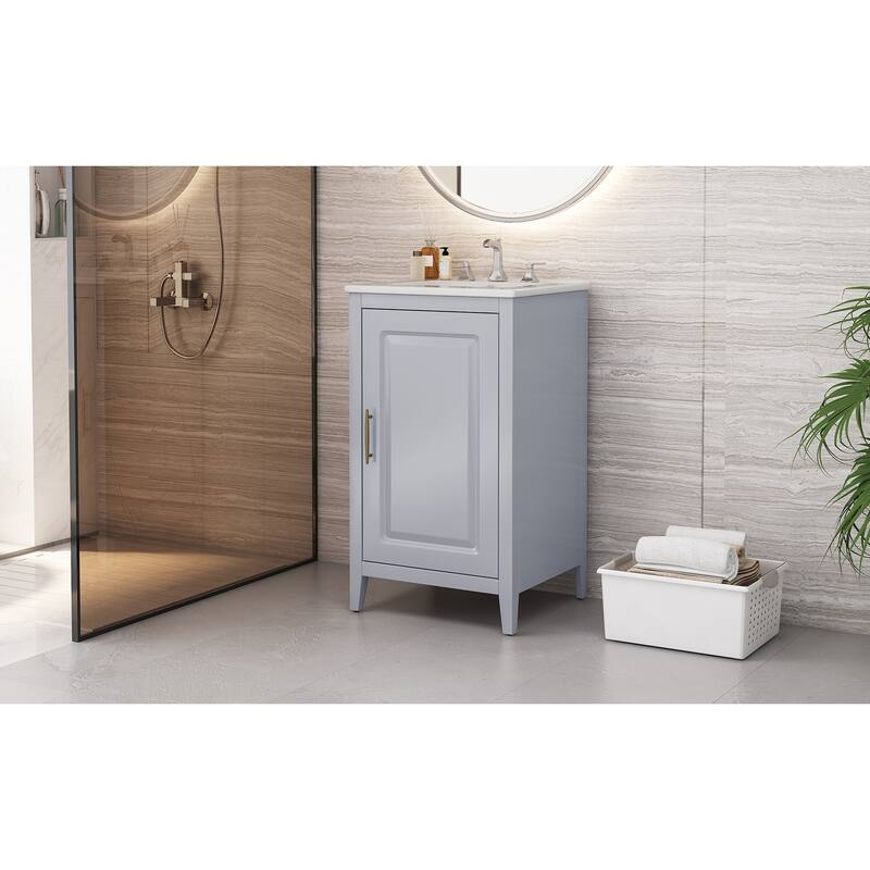 20.3" Bathroom Vanity with Sink, Drawer, Door Shelf, Soft-Closing Door