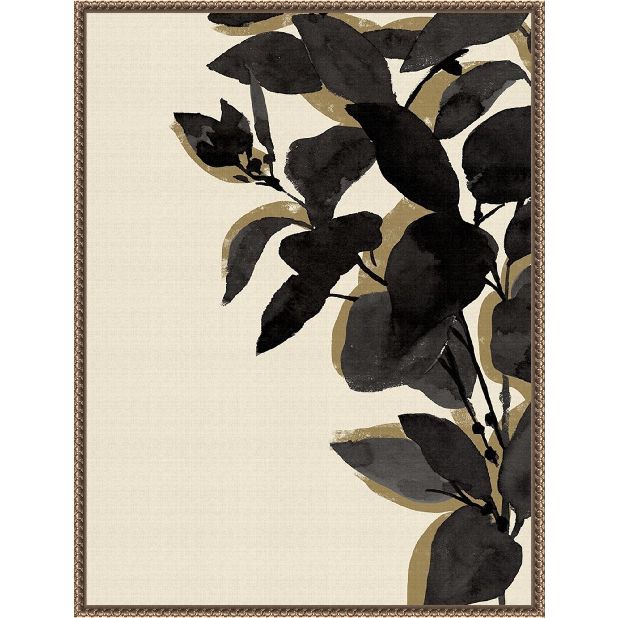 Amanti Art Ebony Branch II by Annie Warren Framed Canvas Wall Art Print - Sylvie Beaded Bronze