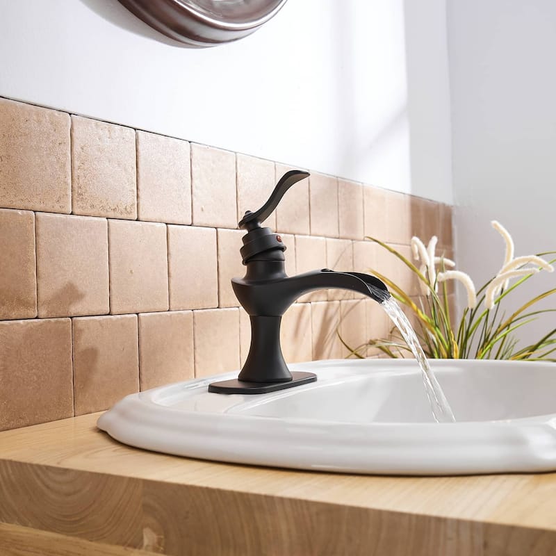 Waterfall Bathroom Sink Faucet With Drain Single Handle Bathroom Faucets One Holes Basin Vanity Mixer Taps With Deck Plate