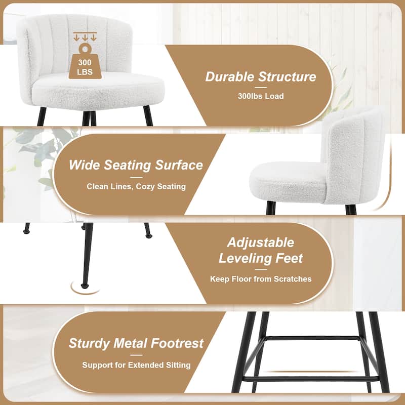 Upholstered Counter Height Barstools with Back Modern Chairs for Kitchen Island