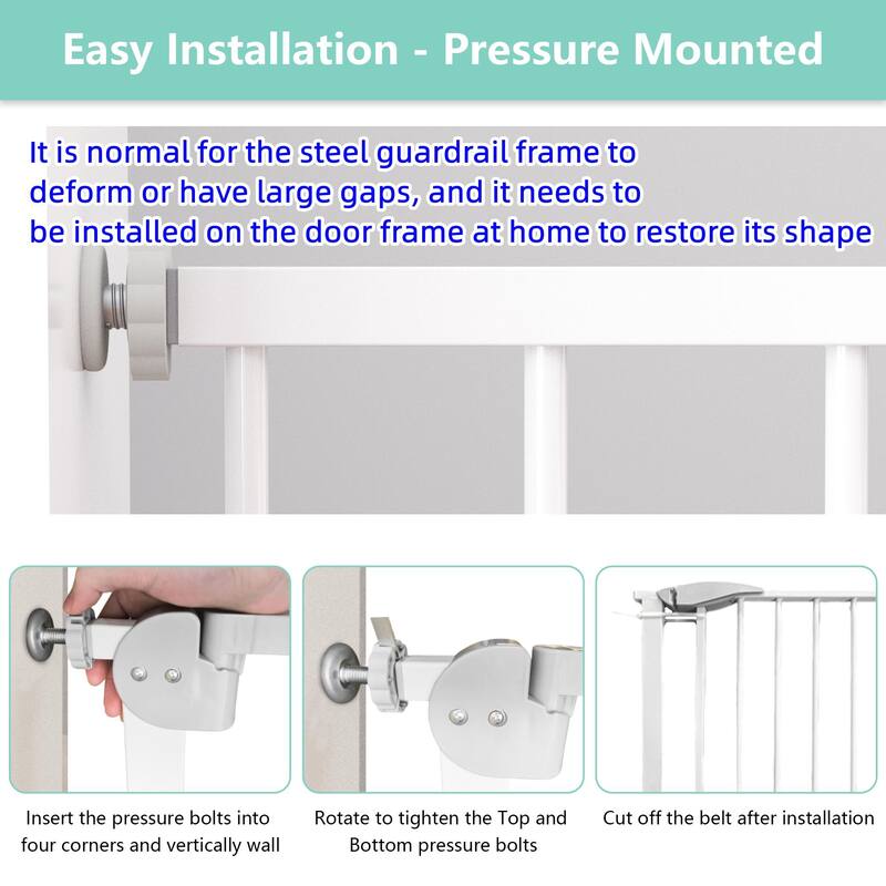 Anmytek Pressure Mounted Metal Safety Gate Auto Close White for Doorways Stairs Baby Pet 29 34 Inch Adjustable