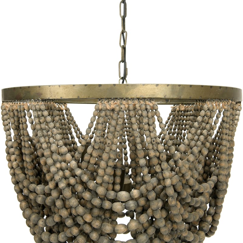 2-Tier Draped Wood Bead Chandelier