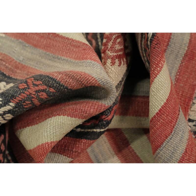 Hand Woven Oriental 100% Wool Carpet Southwestern Tribal Multi-Colored Kilim Area Rug - 9' 9'' X 5' 0''