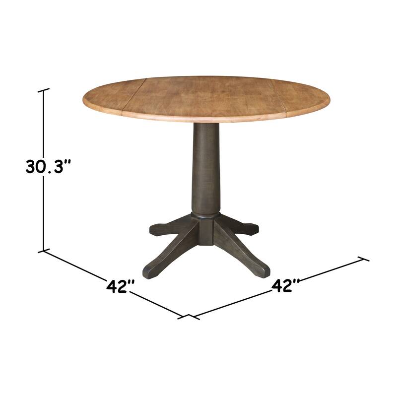 42 in. Round Top Dual Drop Leaf Pedestal Dining Table