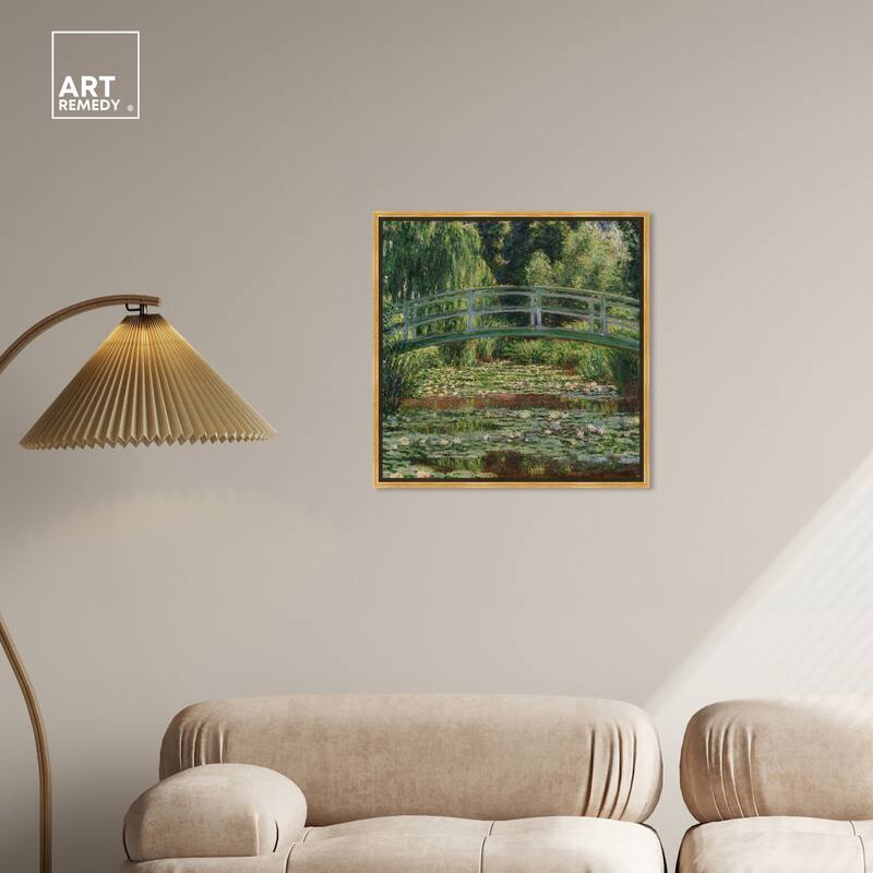 Art Remedy Monet The Japanese Footbridge And The Water Lily Pool Giverny Framed 1 Piece Canvas Wall Art