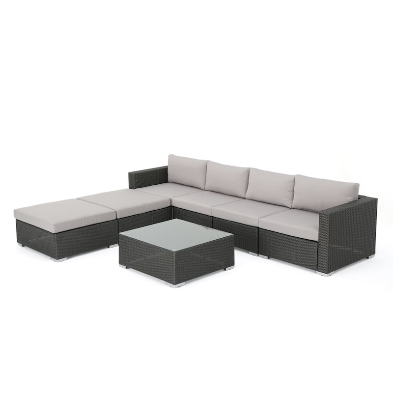 Santa Rosa Outdoor 7-piece Wicker Sectional Sofa Set with Cushions by Christopher Knight Home