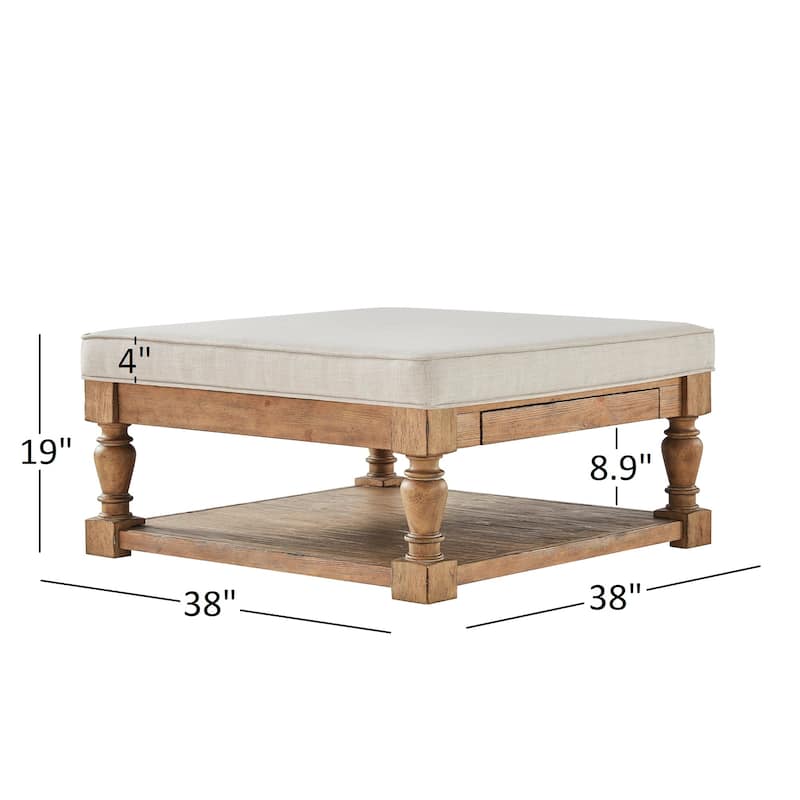 Lennon Baluster Storage Tufted Ottoman Table by iNSPIRE Q Artisan