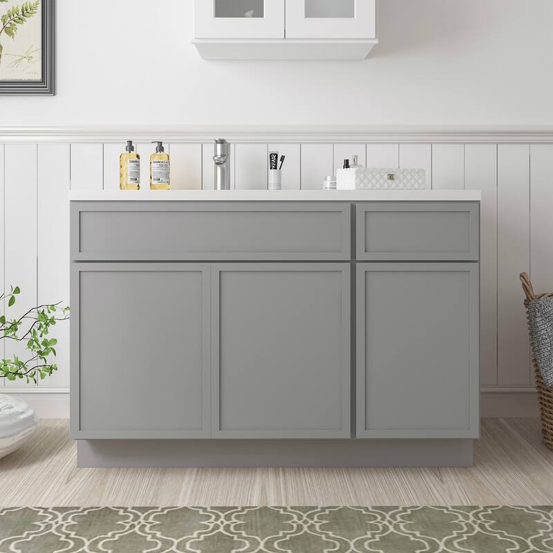Vanity Art 45" Birch Freestanding Bathroom Vanity Cabinet without Top - Grey