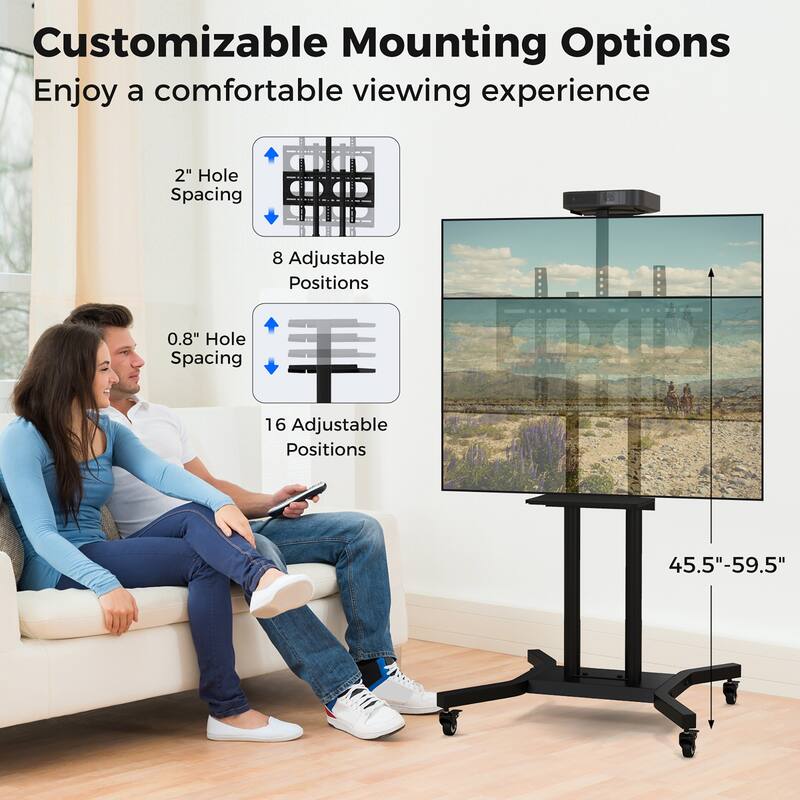 Gymax Mobile TV Stand for 32-70 inch Flat or Curved TVs up to 110 lbs