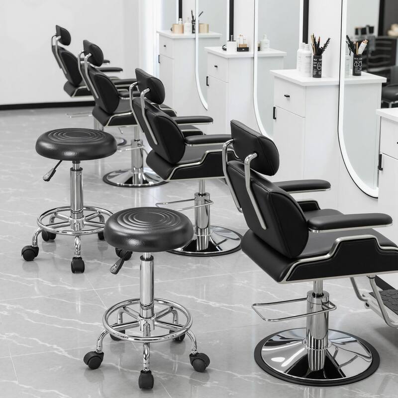 Javlergo PU Leather Salon Stool with Footrest 360° Swivel Adjustable Height Rolling Stool for Salon Medical & Home Use