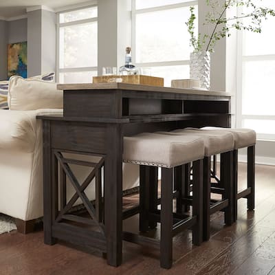 Heatherbrook Charcoal and Ash 4 Piece Console Set (1-Console 3-Stools)