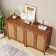 preview thumbnail 10 of 19, Set of 2 Rattan Sideboard, 59 Inch Buffet Cabinet with Doors, Accent Cabinet