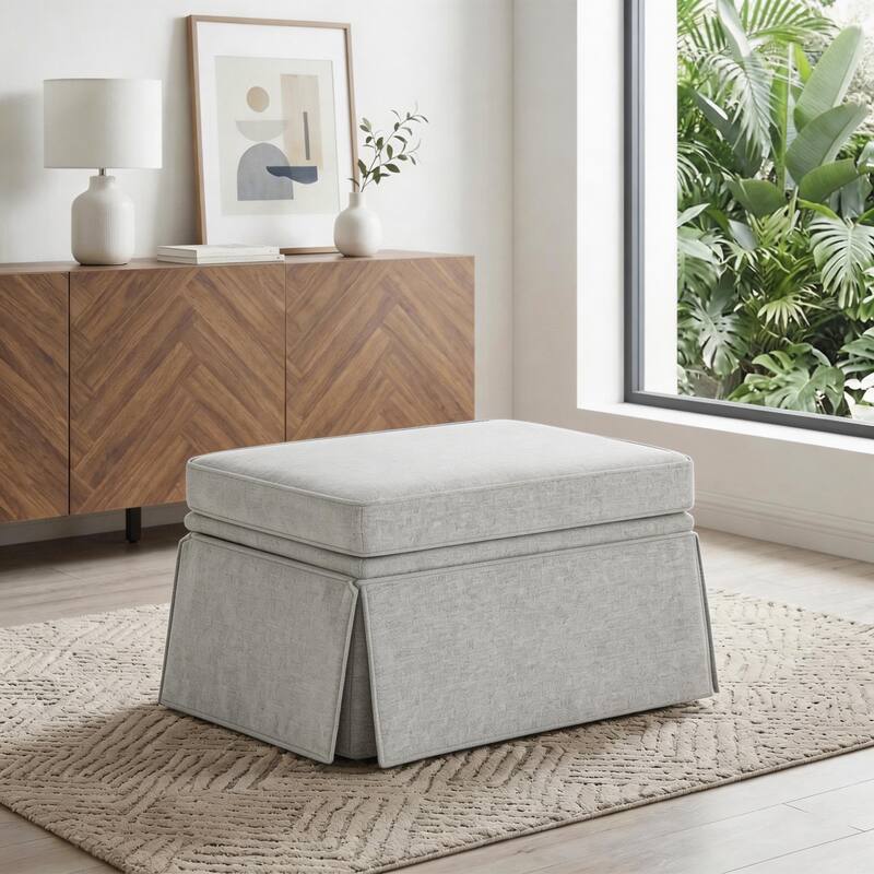 Skirted Rectangular Flip-Top Storage Ottoman