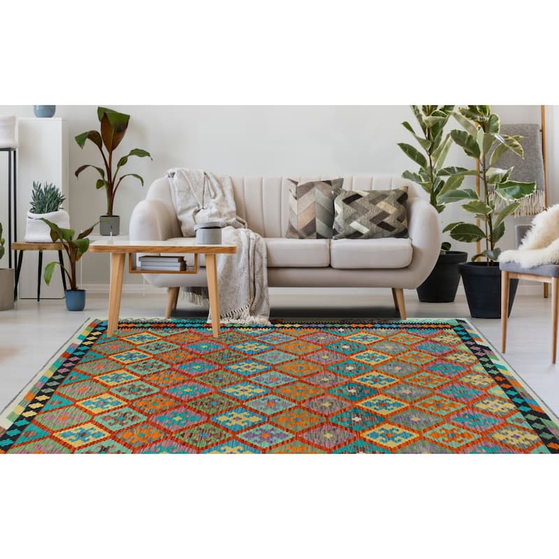 Flatweave Noushin Red/Ivory Rug - 6'7" x 9'7"