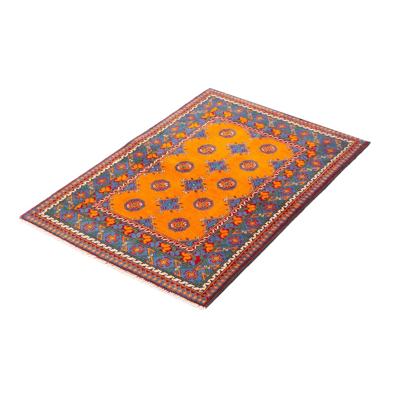ECARPETGALLERY Hand-knotted Afghan Burnt Orange Wool Rug - 3'5 x 4'11