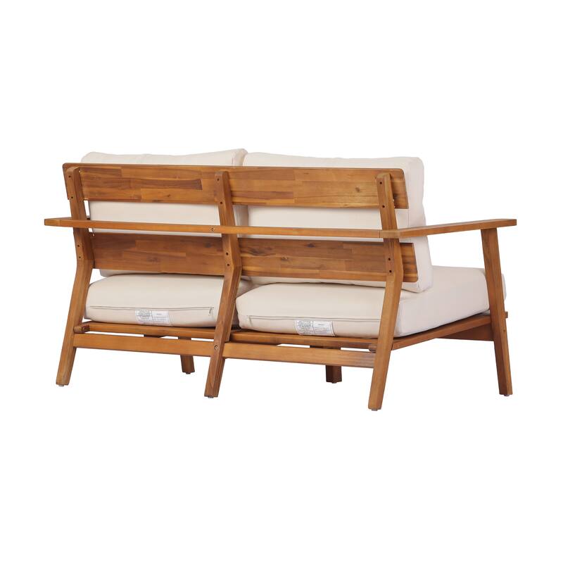 Christopher Knight Home - Haven Mid-Century 2-Piece Acacia Wood Patio Loveseat Set