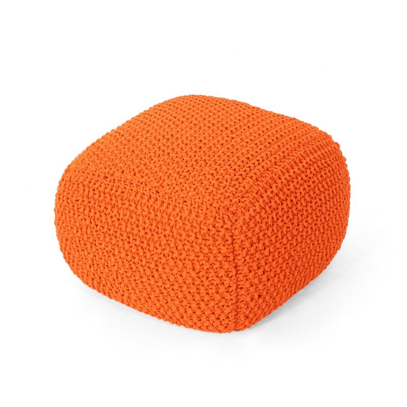 Versatile Knitted Cotton Pouf Cube for Home Comfort and Functionality