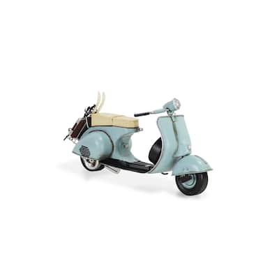 Blue Metal Model Scooter with Skis