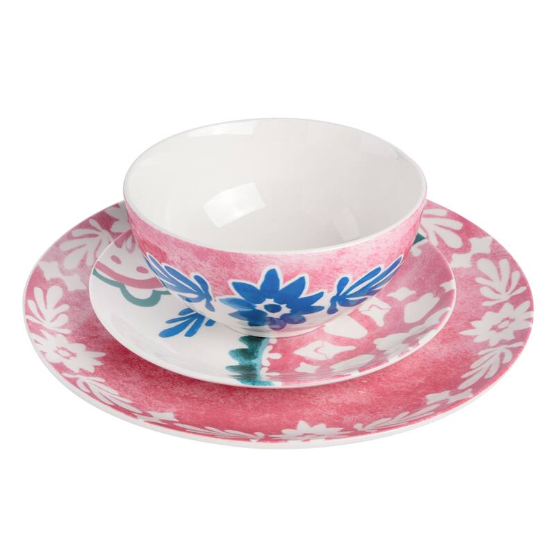 Spice By Tia Mowry Savory Saffron 18Pc Ceramic Dinnerware Set in Coral - 18 pc
