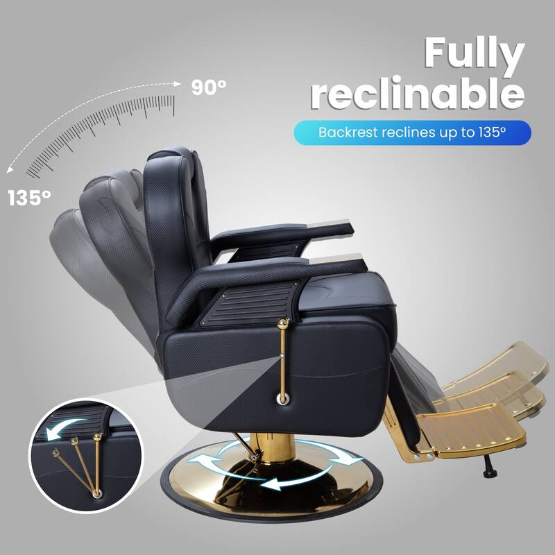 Upgrated Hydraulic Reclining Barber Chair Salon Chairs for Hair Stylist