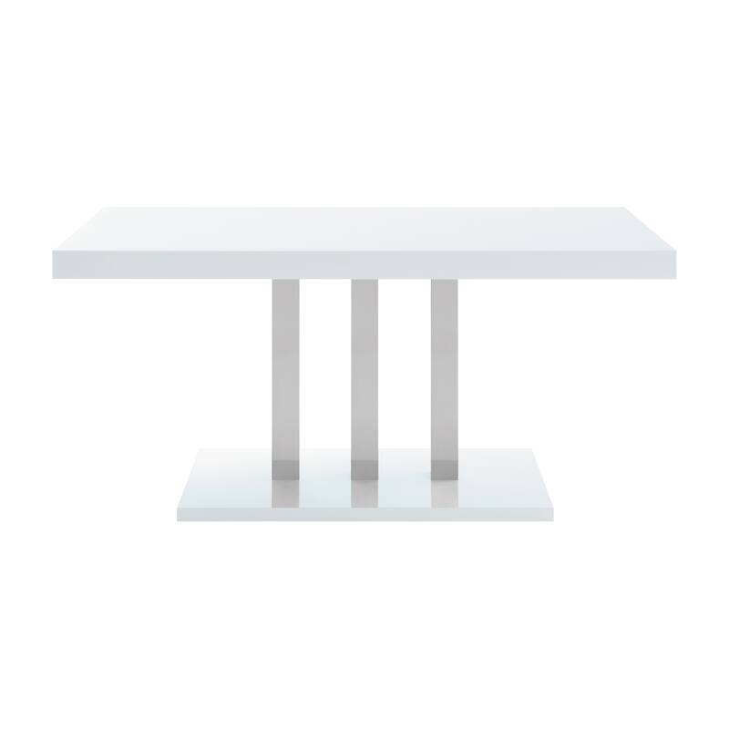 Creston White High Gloss and Chrome 9-piece Rectangular Dining Set