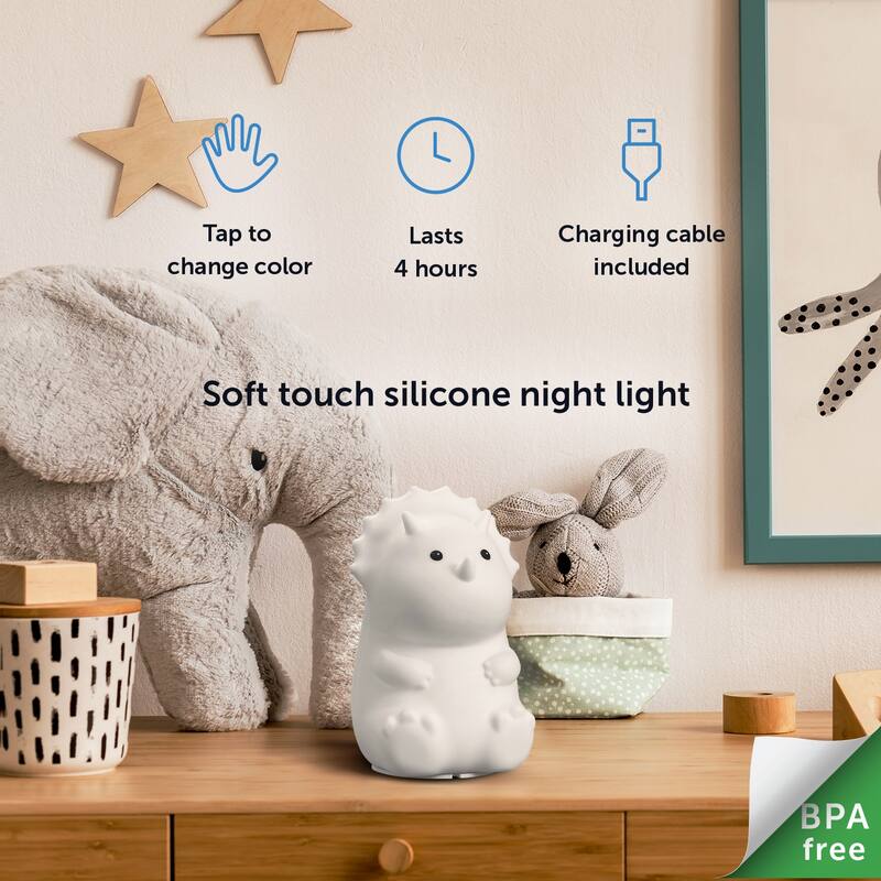 Terry Triceratops White Silicone Night Light Lamp - one size
