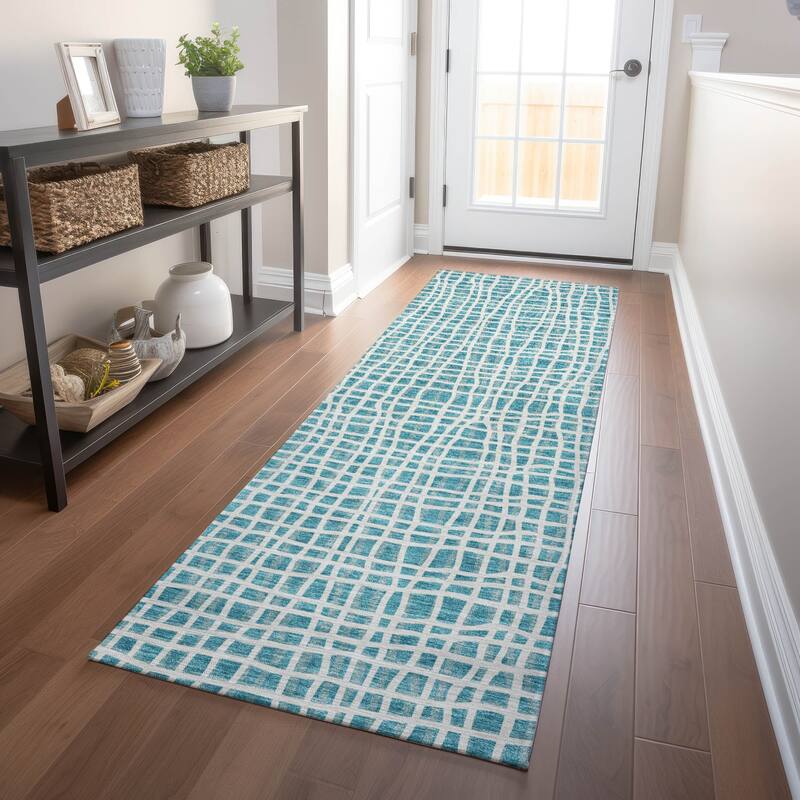 Premium Washable Super Soft Modern Lines Mayfield Rug - Teal - 2' 3" x 7' 6" - Runner