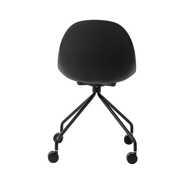 Black Steel and Heavy Duty Plastic Swivel Rolling Conference Office Chair - 20.48' X '30.91' X '22.25