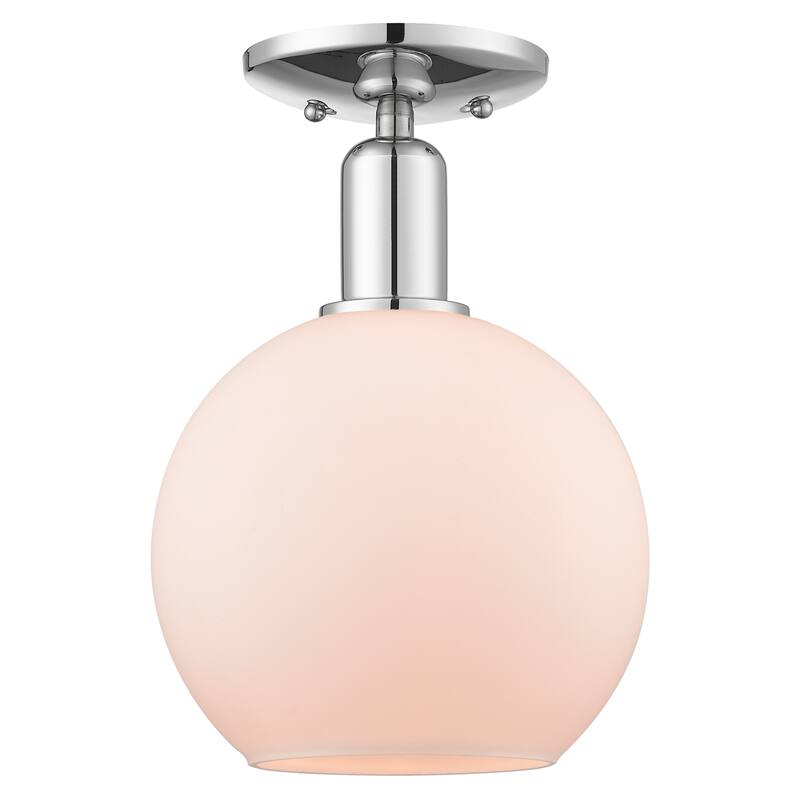 Innovations Lighting Endless Possibilities Arcadia - Athens - 1 Light 8" Semi-Flush Mount - Polished Chrome/Matte White