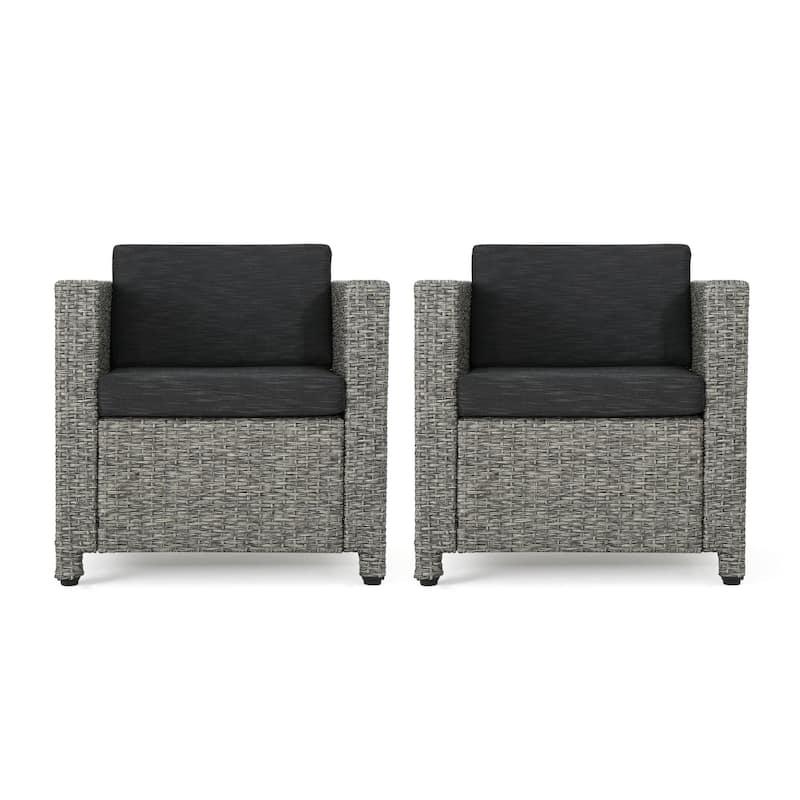 Puerta Outdoor Wicker Club Chair with Cushions (Set of 2) by Christopher Knight Home